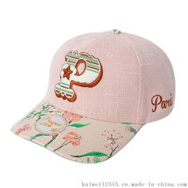 儿童麻棉绣花印花混搭春夏棒球帽  户外遮阳帽 六页帽