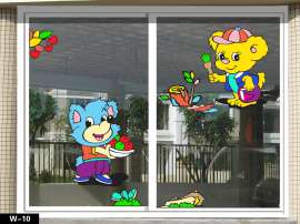 广州哪里有幼儿园玻璃窗贴批发/动物世界系列
